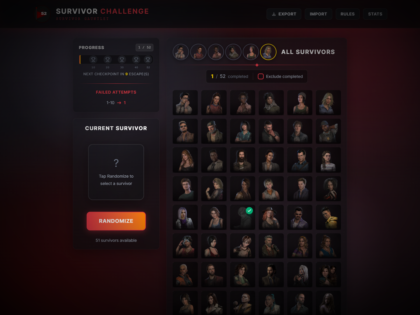 Dead by Daylight - Screenshot of Survivor Gauntlet