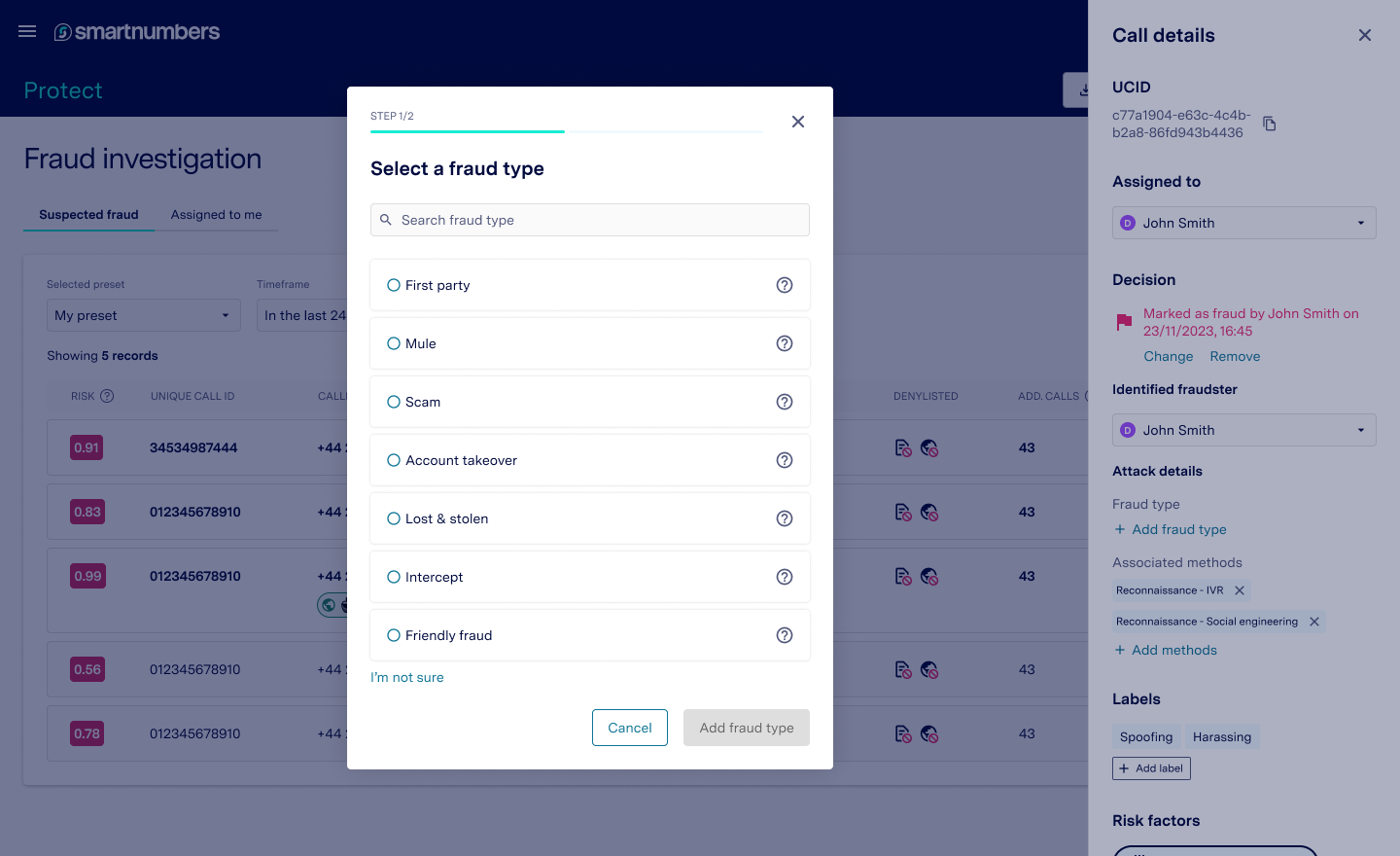 Smartnumbers - Add fraud intelligence